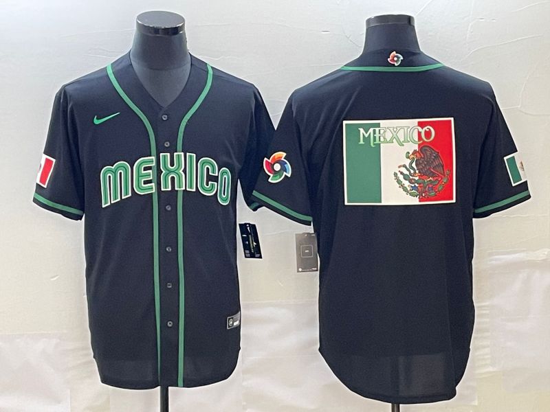 Men 2023 World Cub Mexico Blank Black Nike MLB Jersey14